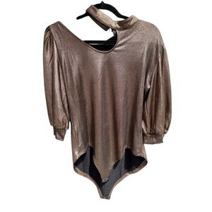 NWT‎ Elegant Metallic Brown Bodysuit by Emma Grace